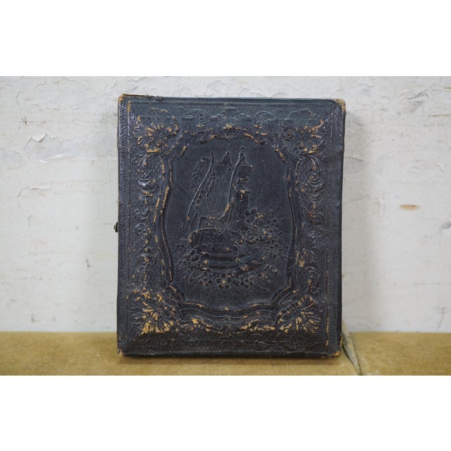 Black Antique 19th Century Daguerreotype Leather Picture Photo Frame 3.75" For Sale - Image 8 of 13