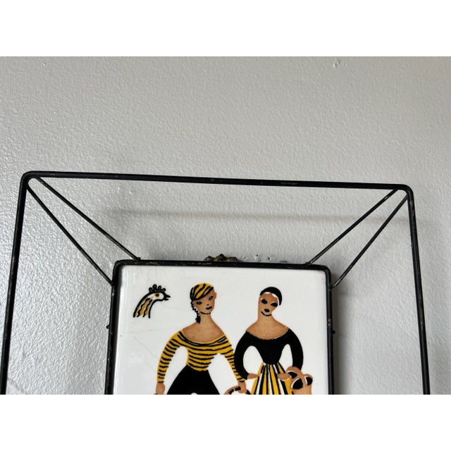 Metal 1970s Mid-Century " Bror Bonfils " Hand Painted Ceramic Wall Art - a Pair For Sale - Image 7 of 10