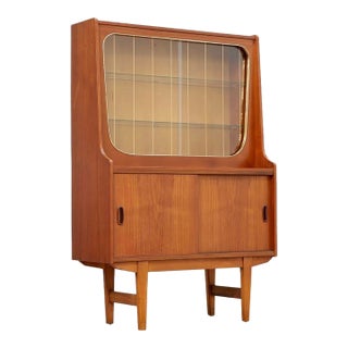 1960s Mid Century Teak China Display Cabinet For Sale