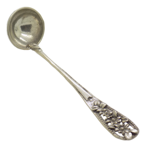 Vintage Italian Handmade Silver Mini Olive Ladle with Flower Handling, 1980s
