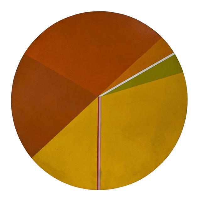 Reuven Berman Kadim, Israeli Round Tondo Hard Edged Geometric Abstract Color Painting Reuven Berman, 1974 For Sale - Image 15 of 17