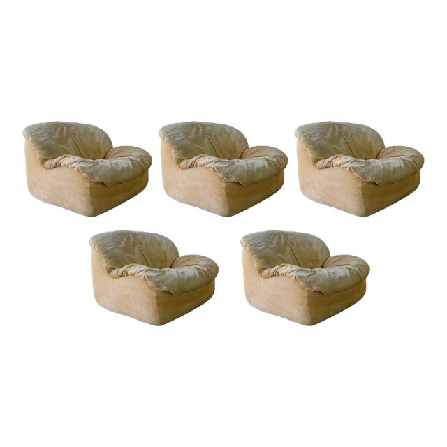 Post Modern 5 Piece Modular Scoop Chair Sofa For Sale
