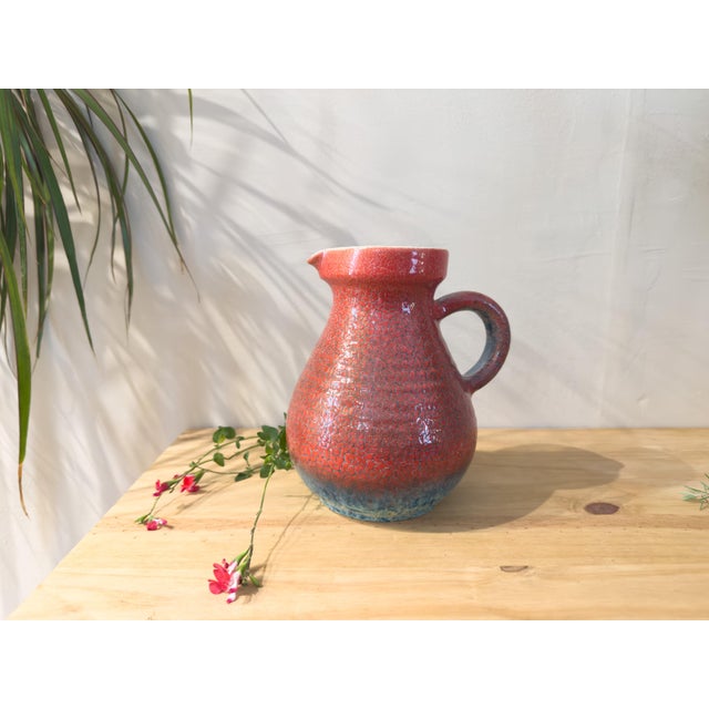 1960s Vintage French Accolay Ceramic Pitcher in Red Crackle Glaze, 1960s For Sale - Image 5 of 18