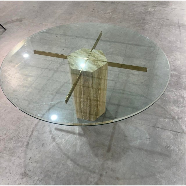 Late 20th Century Postmod Italian Marble Glass Dining Table For Sale - Image 5 of 10