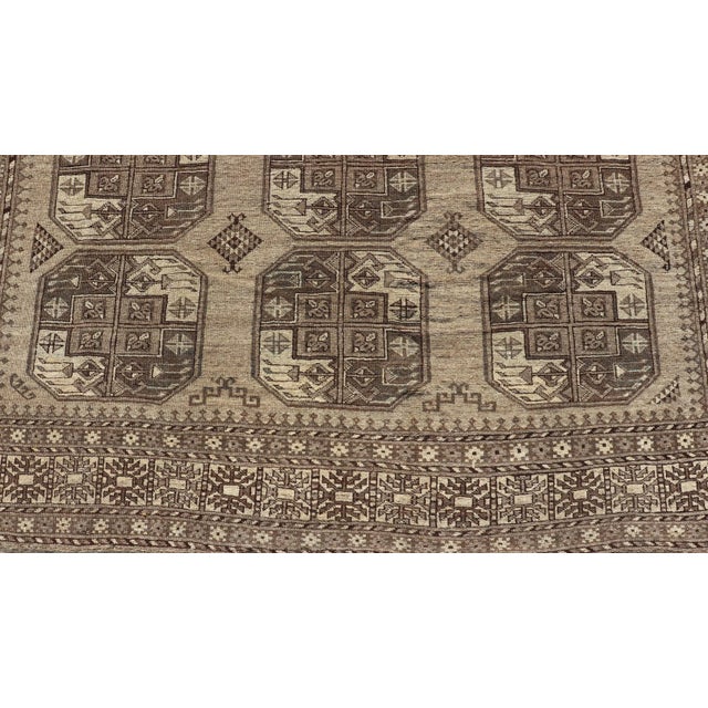 Mid 20th Century Hand-Knotted Turkomen Ersari Rug in Wool With All-Over Repeating Gul Design For Sale - Image 10 of 13