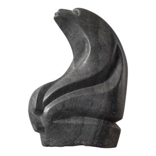 Early 20th Century Listening Man Stone Carving Albert Mamvura First Generation Shona Sculptor For Sale