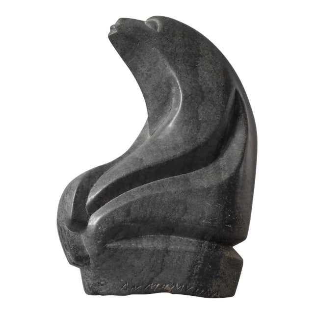 Early 20th Century Listening Man Stone Carving Albert Mamvura First Generation Shona Sculptor For Sale