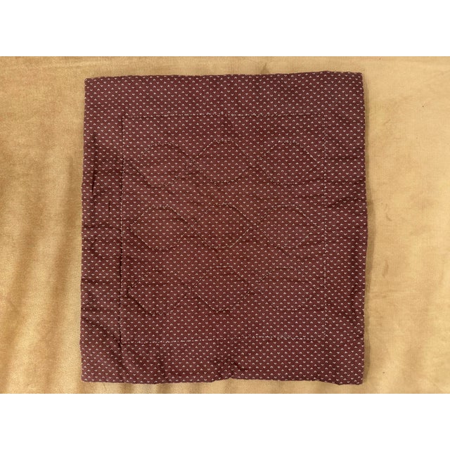 American Vintage Traditional Americana Geometric Quilted Textile Art, Brown, Navy, Cream For Sale - Image 3 of 12