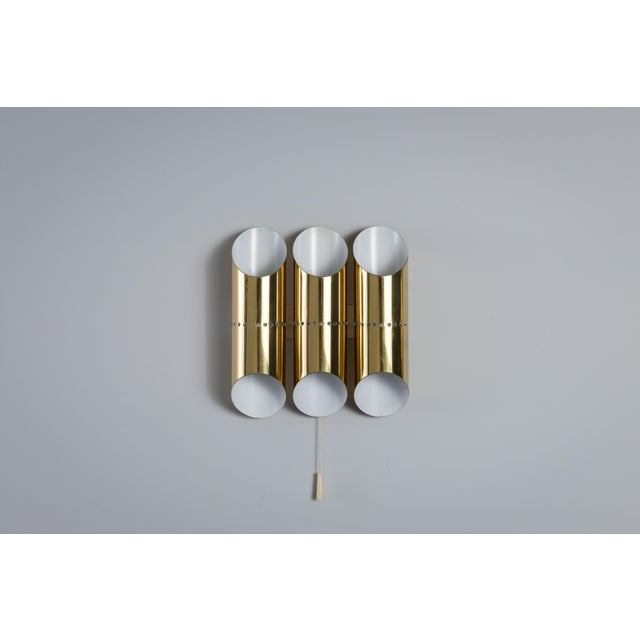 Triple Cylindrical Wall Lamps in Brass with Perforated Shades, 1970s, Set of 2 For Sale - Image 10 of 14