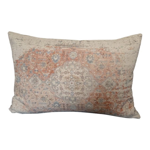 Boho Chic Antiqued Persian Rug Colorful Woven Cotton Lumbar Pillow New For Sale