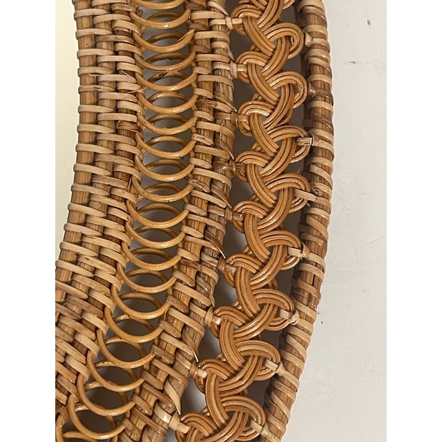 Mid-Century Modern 20 Th C Handmade Wicker Oval Wall Mirror For Sale - Image 3 of 4