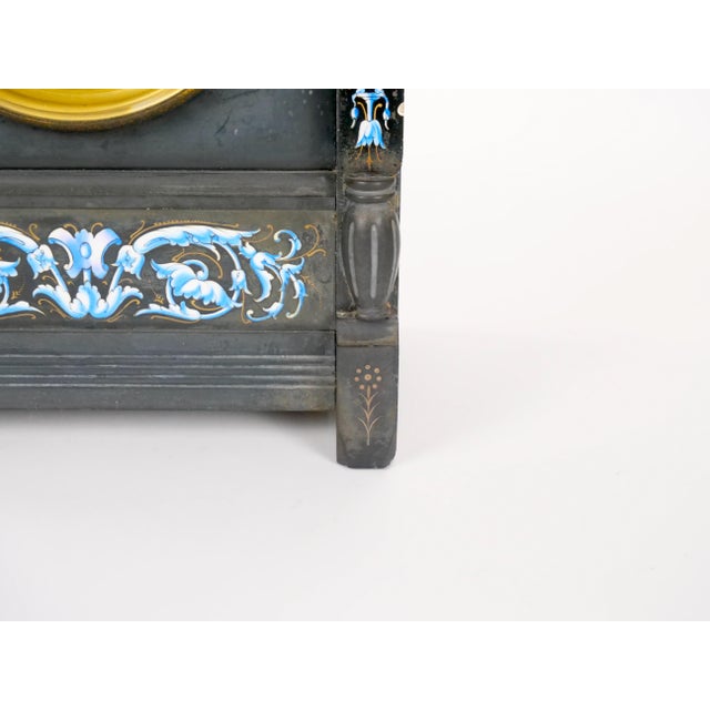 Tiffany & Co. French Black Slate / Enamel Striking Mantel Clock, Circa 1880–1890 For Sale - Image 11 of 18