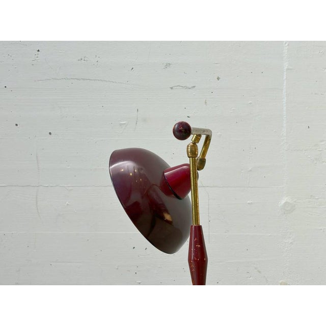 Table Lamp with Brass Arm and Lacquered Metal Shade, Italy, 1950s For Sale - Image 9 of 17