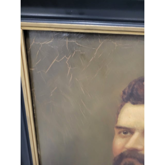 Antique 1882 Portrait of a Distinguished Gentleman Framed Oil Painting Art For Sale - Image 4 of 8