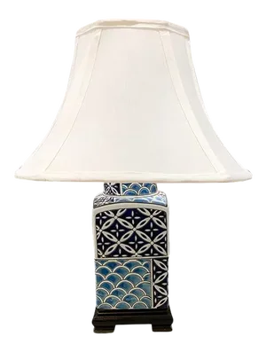 Large Asian Sea Pattern Porcelain Table Lamp
