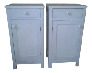Vintage German Blue Painted Nightstands, 1950s, Set of 2