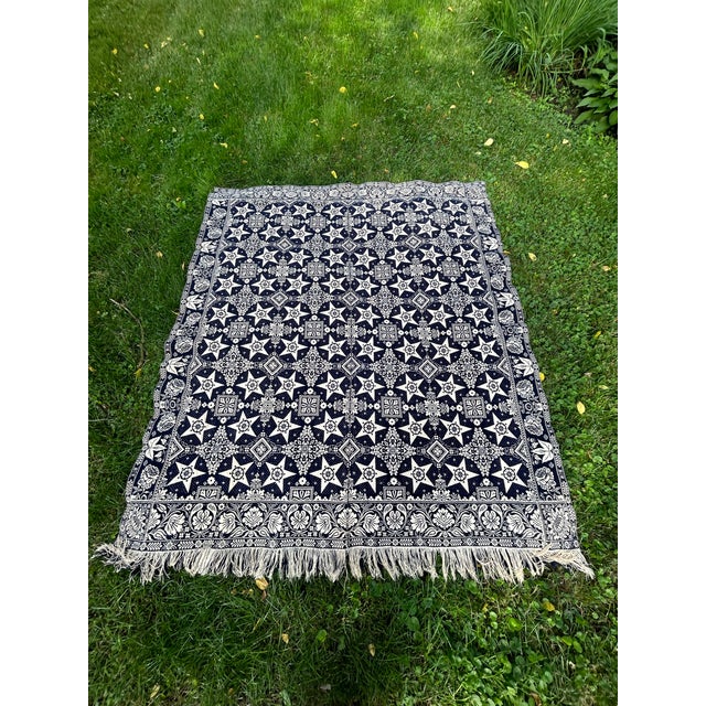 Mid 19th Century 18th Century Hand Loomed Wool Coverlet For Sale - Image 5 of 5
