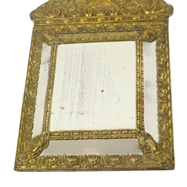 Cushion Mirror Repousse Faceted Mirror France, 1890s For Sale - Image 5 of 18