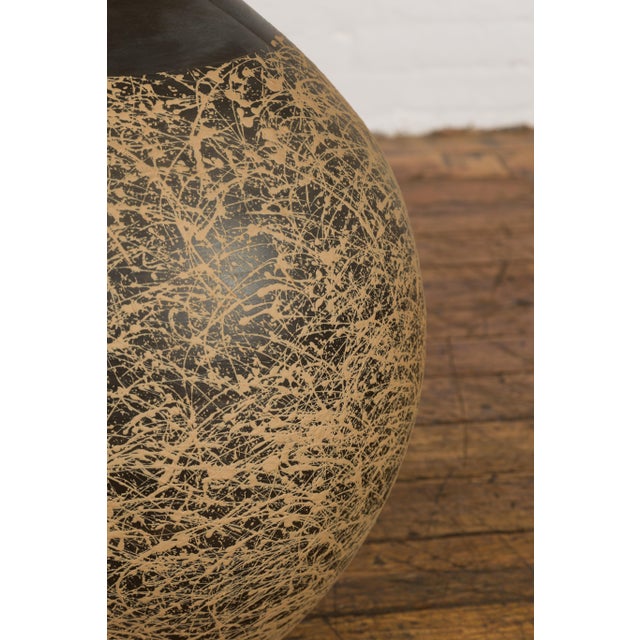Large Prem Collection Hand Crafted Artisan Vase with Black and Brown Décor For Sale - Image 11 of 12