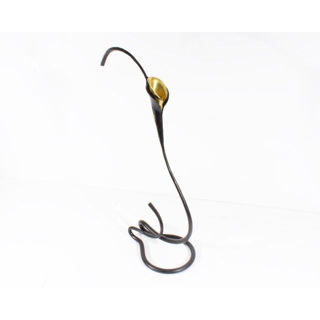 Hand-Forged Calla Lily Iron and Brass Candle Holder by Jack Brubaker For Sale - Image 4 of 7