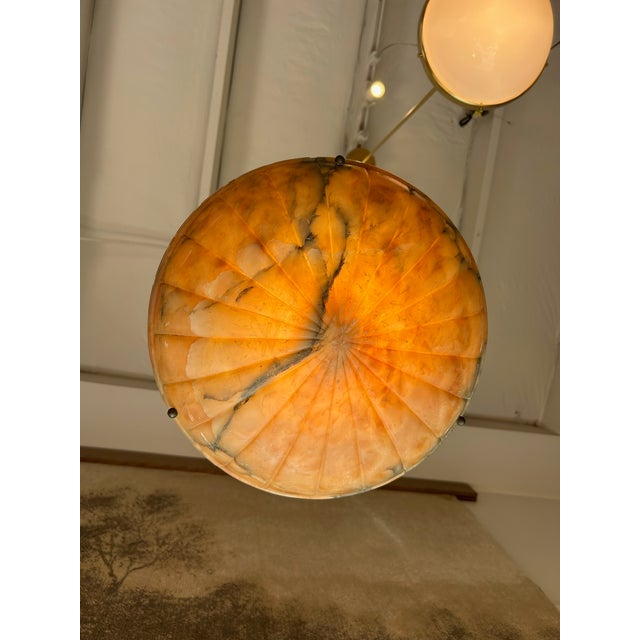 1930s French Art Deco Alabaster Plafonnier, Chandleier For Sale - Image 9 of 10