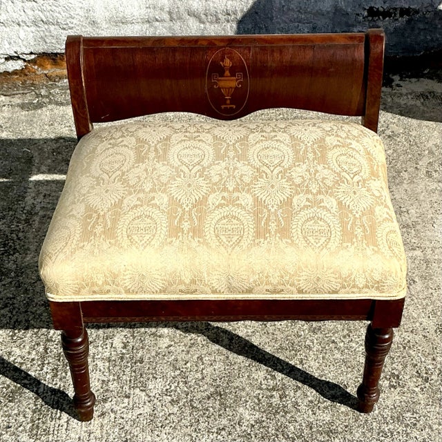 Traditional Vintage Regency Inlay Bench For Sale - Image 3 of 9