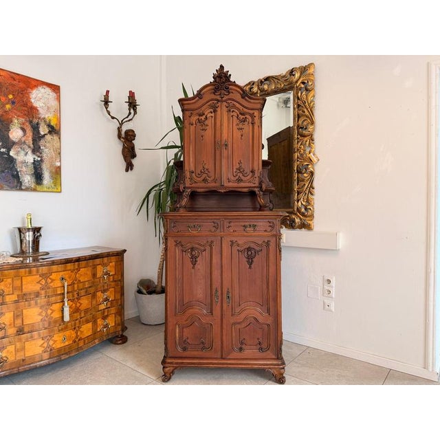 Pipe Baroque Top-Fronted Buffet Cabinet in Oak For Sale - Image 9 of 9