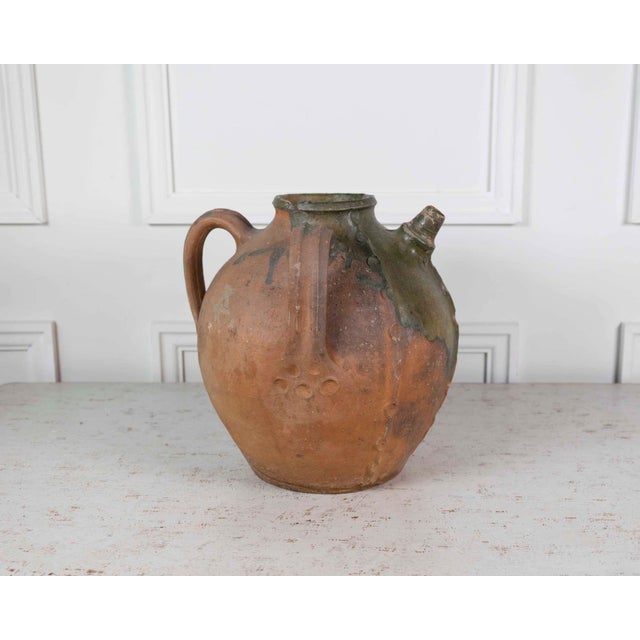 French 18th Century Unglazed Earthenware Oil Pot with Green Splash Glaze For Sale In Atlanta - Image 6 of 8