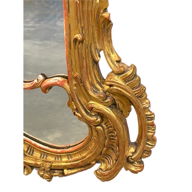Vintage Italian Giltwood Rococo Style Wall Mirror- For Sale - Image 11 of 12
