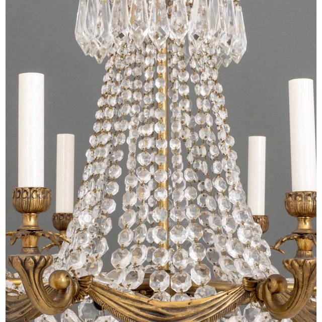 Late 20th Century French Empire Style Bronze Basket Chandelier For Sale - Image 9 of 11