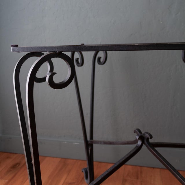 French Art Deco Black Wrought Iron Outdoor Patio Garden Table For Sale - Image 12 of 18