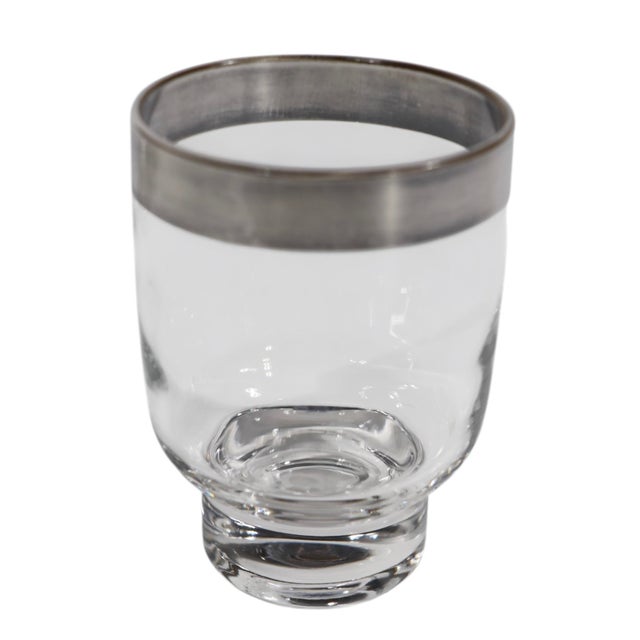 Glass Four Mid Century Silver Rim Glasses After Dorothy Thorpe For Sale - Image 7 of 8