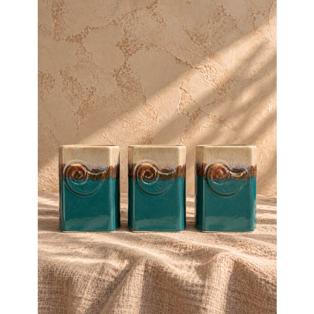 Mid-Century Modern Vintage 1980s Padilla Teal Ceramic Mugs, Set of 3 For Sale - Image 3 of 3