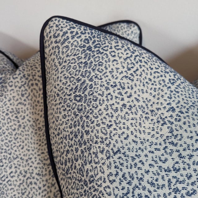Not Yet Made - Made To Order Schumacher Navy Mini Leopard Indoor/Outdoor Pillows - Set of 2 For Sale - Image 5 of 5