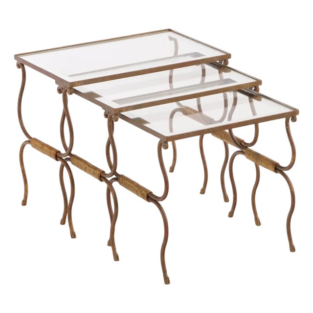 A Set of French Gilt Iron Nesting Tables, C 1950. For Sale
