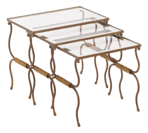 A Set of French Gilt Iron Nesting Tables, C 1950.