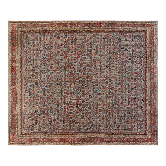 Authentic 19th Century Persian Sultanabad Handmade Wool Carpet For Sale