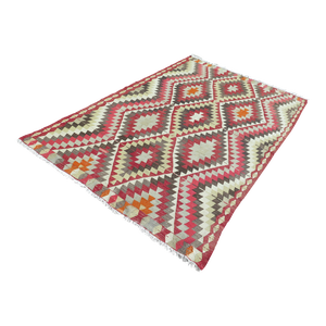 Mid 20th Century Vintage Authentic Turkish Kilim Handmade Boho Area Rug
