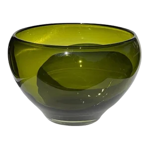 Vintage Hand Blown Green Glass Bowl