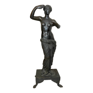 Large Antique Early 19th Century Nude Venus From Capoue Bronze Statue Sculpture