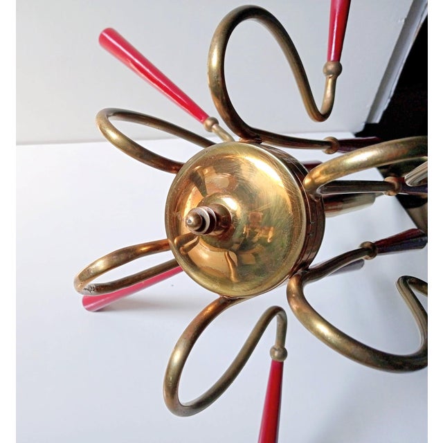 Metal Italian Chandelier in the Manner of Arredoluce, 1950s For Sale - Image 7 of 9