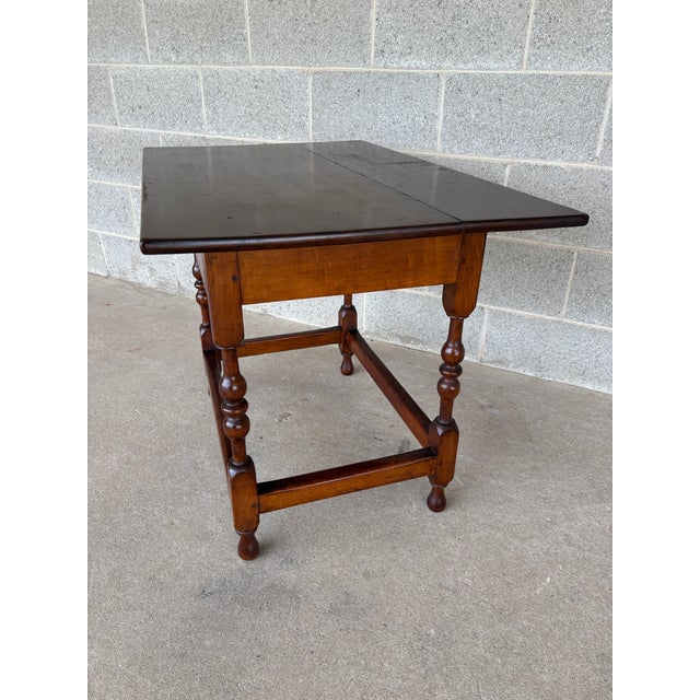 Primitive Antique Maple Turned Leg Accent Table For Sale - Image 4 of 13