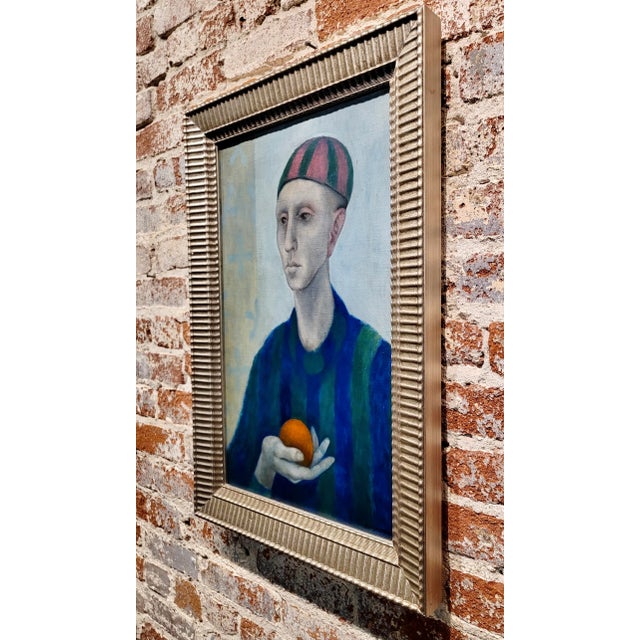 Arthur Okamura -Modernist Portrait Man Holding a Ball- 1954 Oil Painting For Sale - Image 11 of 12