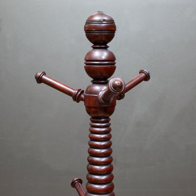 Traditional Antique Ribbed Mahogany Coat Rack For Sale - Image 3 of 5