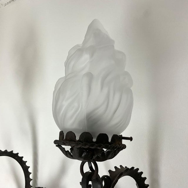 1920s 1920s Hand Hammered Iron Dragons Wall Sconces - a Pair For Sale - Image 5 of 9