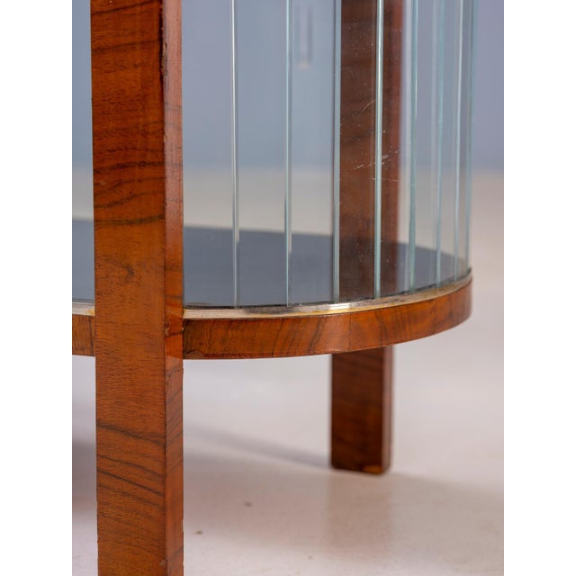Wood Vintage Art Deco Display Cabinet with Curved Wooden Frame and Glass Doors, 1950s For Sale - Image 7 of 10