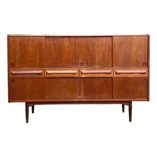 1960s Johannes Andersen Danish Modern Teak Highboard Cabinet, Attributed For Sale