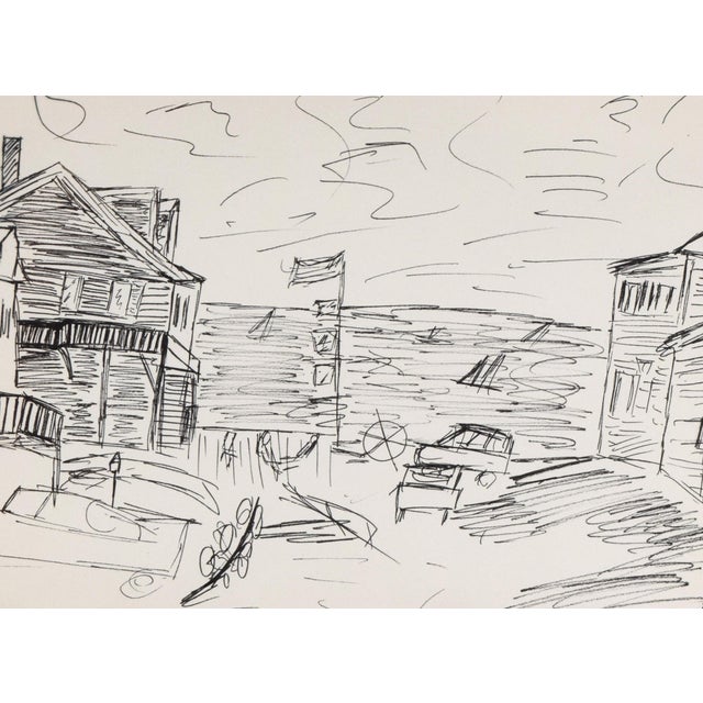 Vintage Mid Century Modern Provincetown Cape Cod Coastal Street Scene 1967 For Sale - Image 4 of 6
