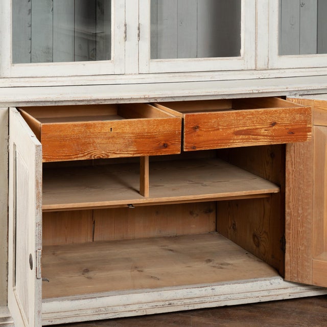 19th Century Large Swedish Bookcase Cabinet With Glass Doors For Sale - Image 9 of 12