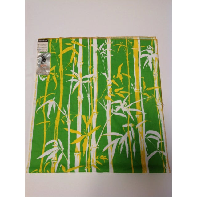 Vintage mid century modern fabric by Bloomcraft in color Parrot and Pattern Bamboo Grove.